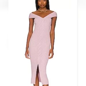 Elegant Pink Off-Shoulder Midi Dress